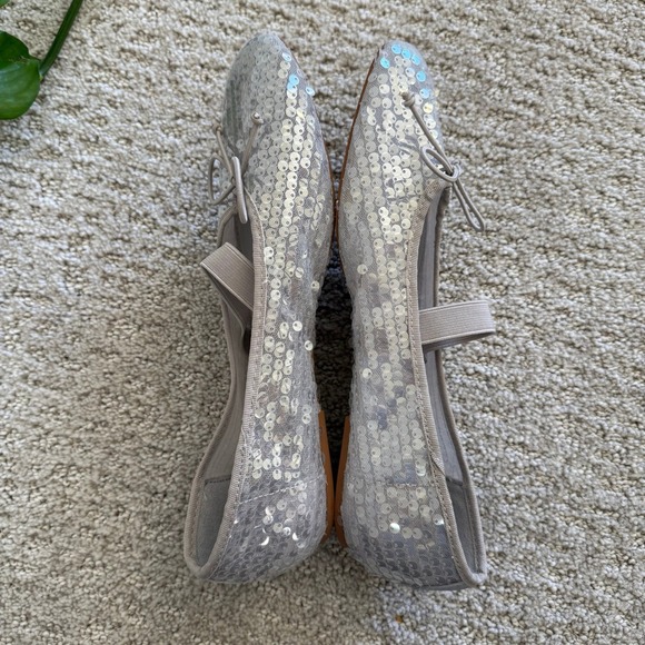 NEW ZARA Women Silver Sequin BALLERINA Ballet Flats Bow SLIP ON WOMEN 8 - Picture 9 of 10